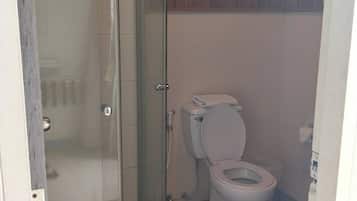 Shower, bidet, towels, soap