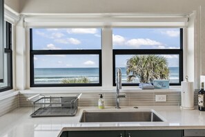 Fridge, microwave, oven, stovetop - Oceanfront Estate | Rooftop Lounge | Game Room (Daytona Beach)