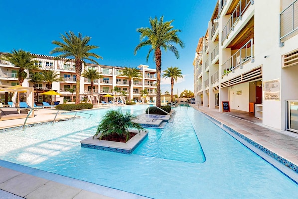 Pool - Chic condo steps from beach with patio, W/D, AC, and resort-style pool and gym (Inlet Beach)