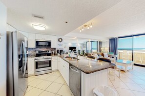 Fridge, microwave, oven, stovetop - 2nd-floor stunning condo with multiple pools, splash pad, & Gulf-front (Destin)