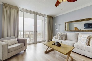 TV, offices - Second Floor Oceanfront Condo with Shared Pools, Ocean View, and Washer/Dryer (Fort Walton Beach)