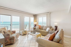 TV, offices - Beachfront condo with furnished balcony, pools, tennis courts, & hot tub (Panama City Beach)