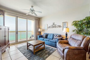 TV, DVD player, offices - Gulf-view condo with pools & balcony - walk to Pier Park (Panama City Beach)
