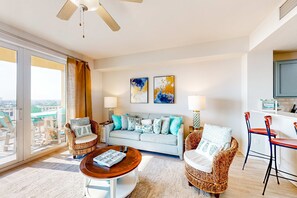 TV, offices - Ocean-view 10th-floor condo with balcony, heated outdoor pool, hot tub, gym, W&D (Panama City Beach)