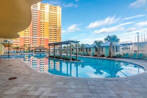 Pool - Ocean-view 10th-floor condo with balcony, heated outdoor pool, hot tub, gym, W&D (Panama City Beach)