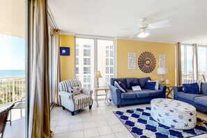TV, offices - 3rd-Floor Gulf-Front Condo w/Balcony, Shared Hot Tub, Heated Pool, & Fast WiFi (Navarre Beach)
