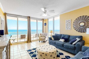 TV, offices - 3rd-Floor Gulf-Front Condo w/Balcony, Shared Hot Tub, Heated Pool, & Fast WiFi (Navarre Beach)