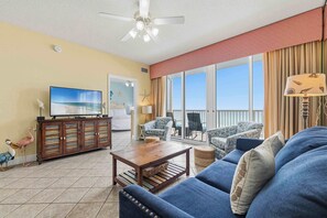 TV, offices - Summer Beach Service Included for this Spacious beachfront condo with full kitchen, shared pool and beach access (Fort Walton Beach)