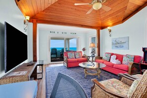 TV, offices - Beachfront home with pool, elevator, dog-friendly (St. George Island)