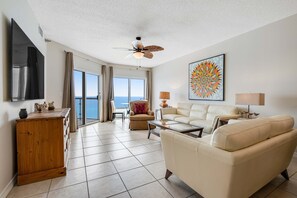 TV, offices - Oceanfront Condo with Free WiFi, Central AC, W&D, Shared Hot Tub, Outdoor Pool, Gym (Pensacola Beach)