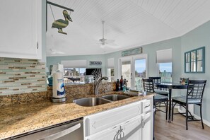 Fridge, microwave, oven, stovetop - Updated beach house with unobstructed gulf views, large deck & outdoor shower (Port St. Joe)
