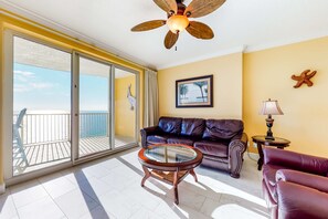 TV, offices - Ocean-view condo with pool, hot tub, WiFi, AC, & complimentary beach service (Panama City Beach)