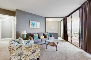 TV, offices - Second Floor Condo with Shared Pool, Partial Ocean View, Washer/Dryer, and WiFi (Miramar Beach)