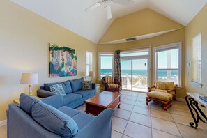 TV, DVD player, offices - Dog-friendly beachfront bungalow with private boardwalk, charcoal grill, and AC (St. George Island)