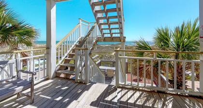Dog-friendly beachfront bungalow with private boardwalk, charcoal grill, and AC