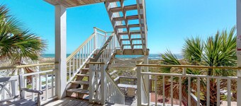 Dog-friendly beachfront bungalow with private boardwalk, charcoal grill, and AC