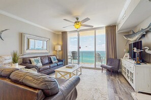 TV, offices - Eighth-floor beachfront condo w/ hot tubs, pools, seasonal beach service & more (Panama City Beach)