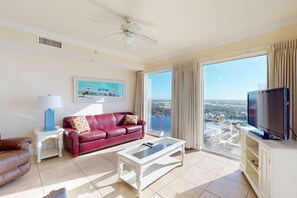TV, offices - Gulf-Front Condo on 19th Floor w/Furnished Balcony, Shared Pools & Hot tubs (Panama City Beach)