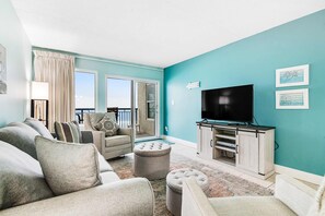 TV, offices - Beachfront home with balcony, pool, & beach access (Fort Walton Beach)
