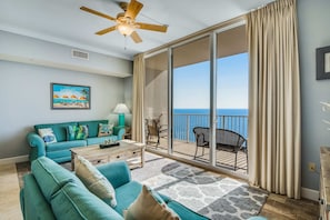 TV, offices - Oceanfront oasis w/ shared pools, hot tubs, beach access, & private balcony (Panama City Beach)