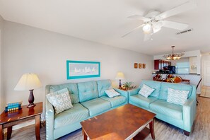 TV, offices - Bright Gulf-front condo with two balconies, pool, central AC, & W/D (Panama City Beach)