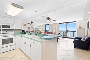 Fridge, microwave, oven, stovetop - Beachfront Condo with Private Balcony - Shared Pools, Hot Tub, & Fitness Room (Destin)