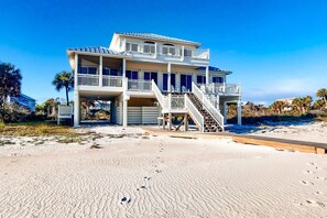 Exterior - Beachfront home with a porch, washer/dryer, outdoor shower, & AC (St. George Island)