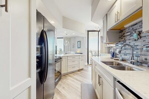 Fridge, microwave, oven, stovetop - Two Gulf-view condos in one - balconies, pool, hot tubs, gym & beach access (Miramar Beach)