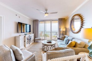 TV, DVD player, offices - Seaside Living Elevated - Your Gulf Front Retreat Awaits with Double Beach Service (Fort Walton Beach)