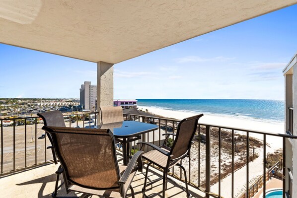 Outdoor dining - Beachfront 2BR Condo w/ Pool & Balcony Views (Panama City Beach)