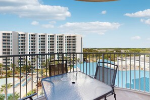 Outdoor dining - Sunlit Condo with Shared Pools, Partial Ocean Views, Fast WiFi, & Private W/D (Destin)