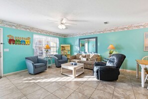 TV, offices - Bright Condo with Shared Pool, WiFi, Central AC, and Private Patio (Panama City Beach)