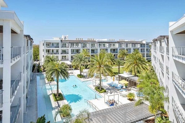 Pool - Pool-view condo with on-site pool, hot tub, roof deck, gym, & balcony (Inlet Beach)
