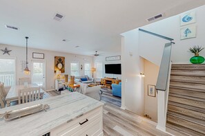 TV, offices - 3-story home with heated outdoor pool, BBQ area, balconies, partial ocean views (Santa Rosa Beach)