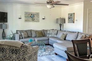 TV - Dog-friendly ocean-view house with central AC & washer/dryer - snowbird-friendly (St. George Island)