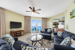 TV, DVD player, offices - Soothing Gulf-view home with furnished patio, pool, pool spa & gym access (Destin)