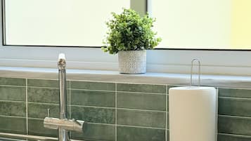 Traditional Apartment, 1 Queen Bed with Sofa bed, Patio, Courtyard View | Private kitchen | Full-sized fridge, microwave, oven, stovetop