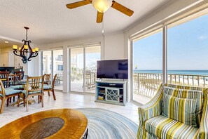 TV, DVD player, stereo, offices - Gulf-front 3-bedroom condo with balconies off each bedroom & pickleball (Santa Rosa Beach)