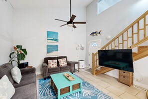 TV, stereo, offices - Classic Beach Condo with a Shared Pool, Loft, & Grill - Walk to the Beach (St. George Island)