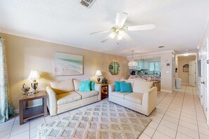 TV, offices - Dog-friendly resort condo with pools, hot tub, tennis, basketball, fitness room (Panama City Beach)