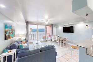 TV, offices - Condo in Panama City Beach with sweeping Gulf views, pools, hot tub, & gym (Panama City Beach)