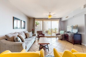 TV, DVD player, offices - Gulf-front condo with pool, hot tub, & same-floor parking (Panama City Beach)