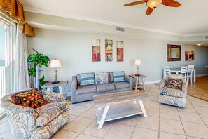 TV, offices - Gulf-front, 23rd-floor condo with pools, hot tubs, seasonal beach service & gym (Panama City Beach)