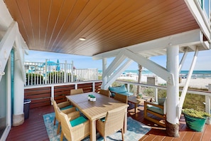 Outdoor dining - Luxurious Beachfront Home w/Covered Deck, Hammock, & High-Speed WiFi (Panama City Beach)