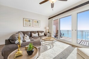 TV, offices - Waterfront condo with pool & hot tub access, Gulf views, W/D, & central AC (Panama City Beach)