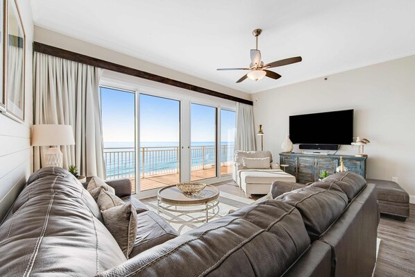 TV, offices - Waterfront condo with pool & hot tub access, Gulf views, W/D, & central AC (Panama City Beach)