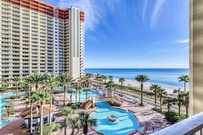 Pool - Lovely beachfront home with balcony, pool, hot tub, & beach (Panama City Beach)