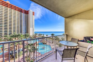 Outdoor dining - Lovely beachfront home with balcony, pool, hot tub, & beach (Panama City Beach)