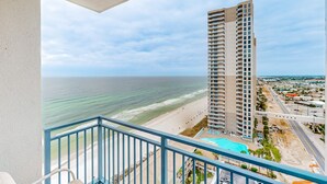 A high-rise hotel with a view of the beach and ocean. - Wonderfully decorated Gulf-view condo | Pool | Hot tub (Panama City Beach)