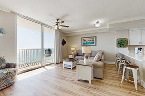 TV, offices - Beachfront condo with hot tub, sauna, pools, and stunning ocean views (Panama City Beach)
